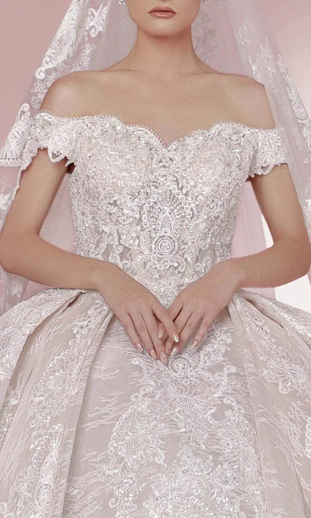 MNM COUTURE W2111 - Off Shoulder Beaded Gown 3 MNM COUTURE W2111 - Off Shoulder Beaded Gown - Image 3