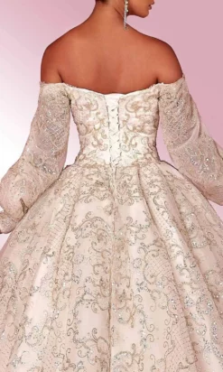 MNM COUTURE W2121 - Off Shoulder Bishop Sleeves Gown -Hot Sale WEDDING Store mnm couture w2121 off shoulder bishop sleeves gown special occasion dress 30955111907411