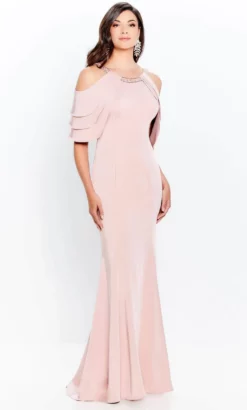Montage By Mon Cheri 120906W - Cold Shoulder Tiered Sleeve Evening Dress -Hot Sale WEDDING Store montage by mon cheri 120906w cold shoulder tiered sleeve evening dress prom dresses 16w english rose 31888857530451