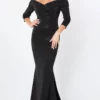 Montage By Mon Cheri 221970W - Off-Shoulder 3/4 Sleeves Evening Gown