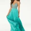 Mori Lee - 45073 Beaded Deep V-neck Pleated A-line Gown