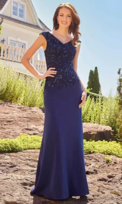 Mori Lee 72504 - Cap Sleeve Embellished Bodice Evening Dress