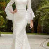 Mori Lee Bridal 30123 - Bateau Neck Elbow Length Sleeve Wedding Dress