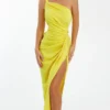 Nicole Bakti 7069 - One Shoulder Ruched Dress