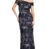 Nicole Bakti 7176 - Metallic Printed Evening Dress