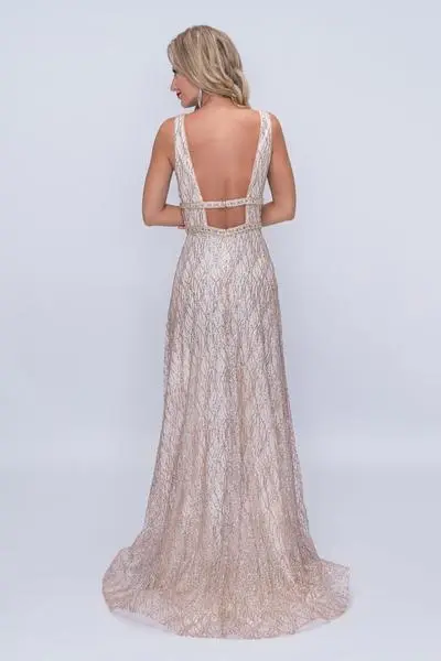 Nina Canacci - 1460 Plunging V-Neck A-Line Evening Gown 2 Nina Canacci - 1460 Plunging V-Neck A-Line Evening Gown - Image 2