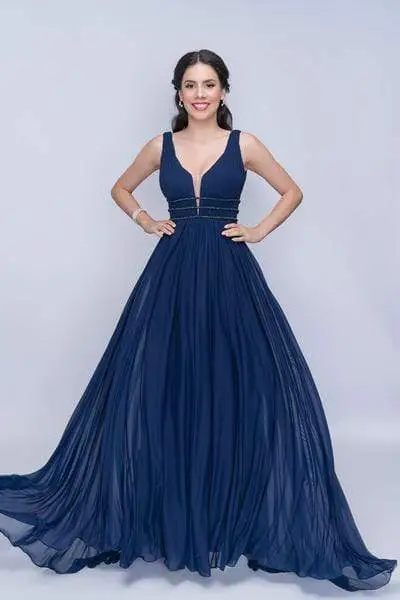 Nina Canacci - 2226 Pleated Plunging V-Neck Long Gown 1 Nina Canacci - 2226 Pleated Plunging V-Neck Long Gown