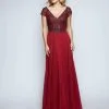 Nina Canacci - 3141 Elegant Beaded Bodice V Neck A Line Gown