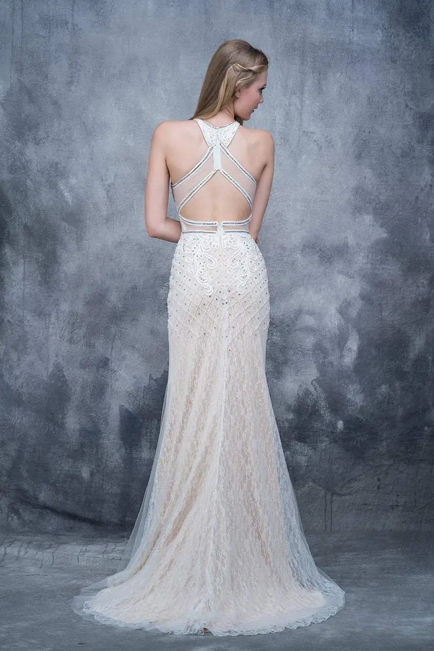 Nina Canacci - 4157 Halter Diamond Style Embroidered Long Dress 3 Nina Canacci - 4157 Halter Diamond Style Embroidered Long Dress - Image 3