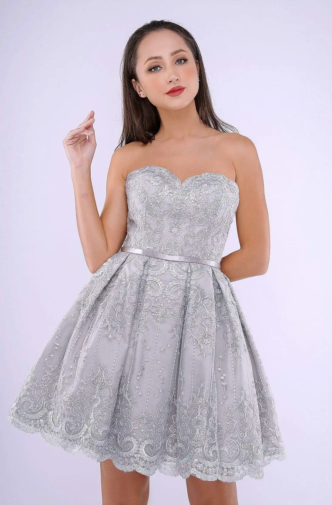 Nina Canacci - 535 Strapless Embroidered A-line Dress 1 Nina Canacci - 535 Strapless Embroidered A-line Dress