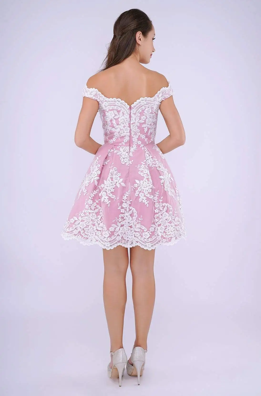 Nina Canacci - 541 Lace Applique Off-Shoulder A-line Dress 4 Nina Canacci - 541 Lace Applique Off-Shoulder A-line Dress - Image 4