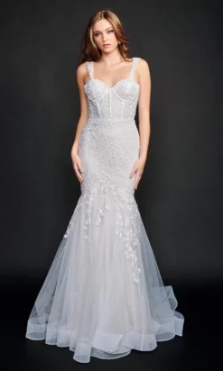 Nina Canacci - 9141 Corseted Organza Embellished Gown
