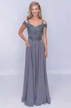 Nina Canacci - Embroidered A-Line Evening Dress M507 - 1 Pc Grey In Size 20 Available