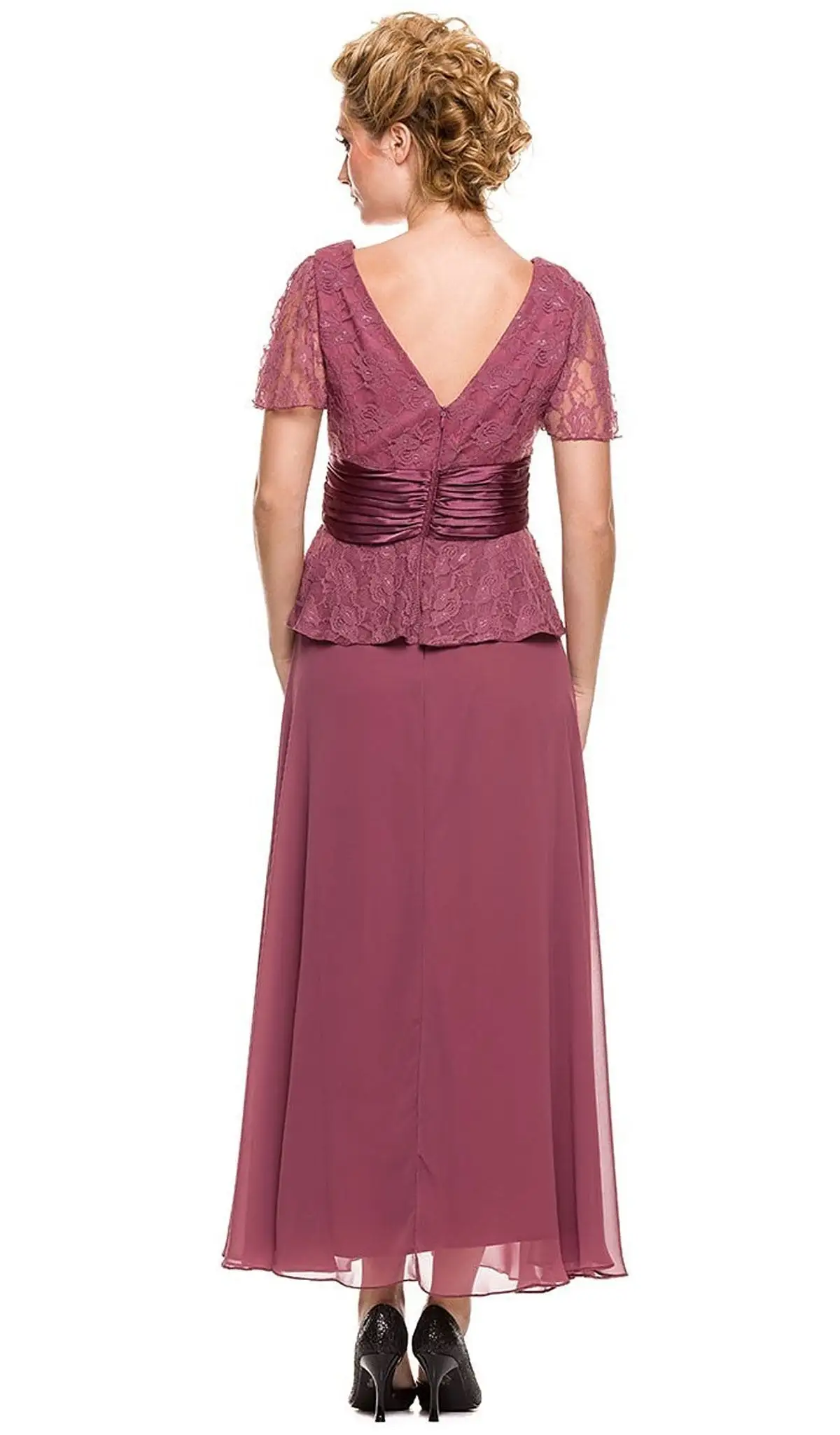 Nox Anabel - 5062 Lace V-Neck A-line Formal Dress 4 Nox Anabel - 5062 Lace V-Neck A-line Formal Dress - Image 4