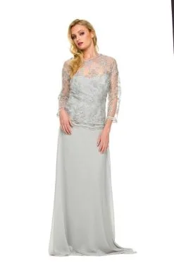 Nox Anabel 5096 Lace Jewel Neck A-line Dress - 1 Pc. Silver In Size XL Available
