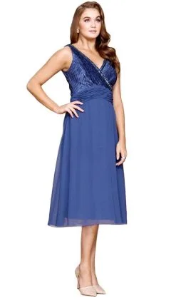 Nox Anabel - 5142 Strapless V-Neck Tea Length Dress With Jacket