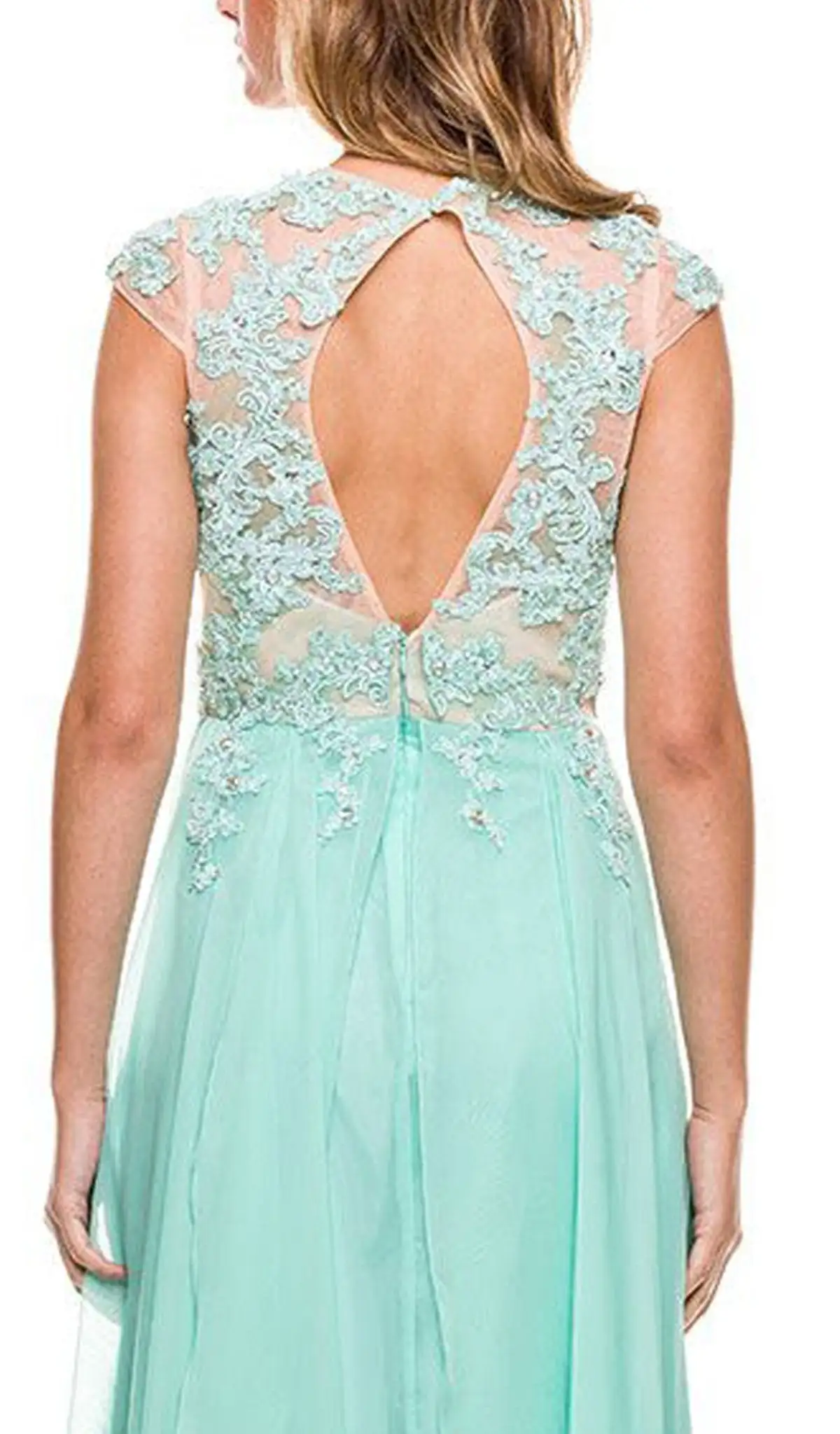 Nox Anabel - 8139 Illusion Jewel Neck A-line Dress 5 Nox Anabel - 8139 Illusion Jewel Neck A-line Dress - Image 5