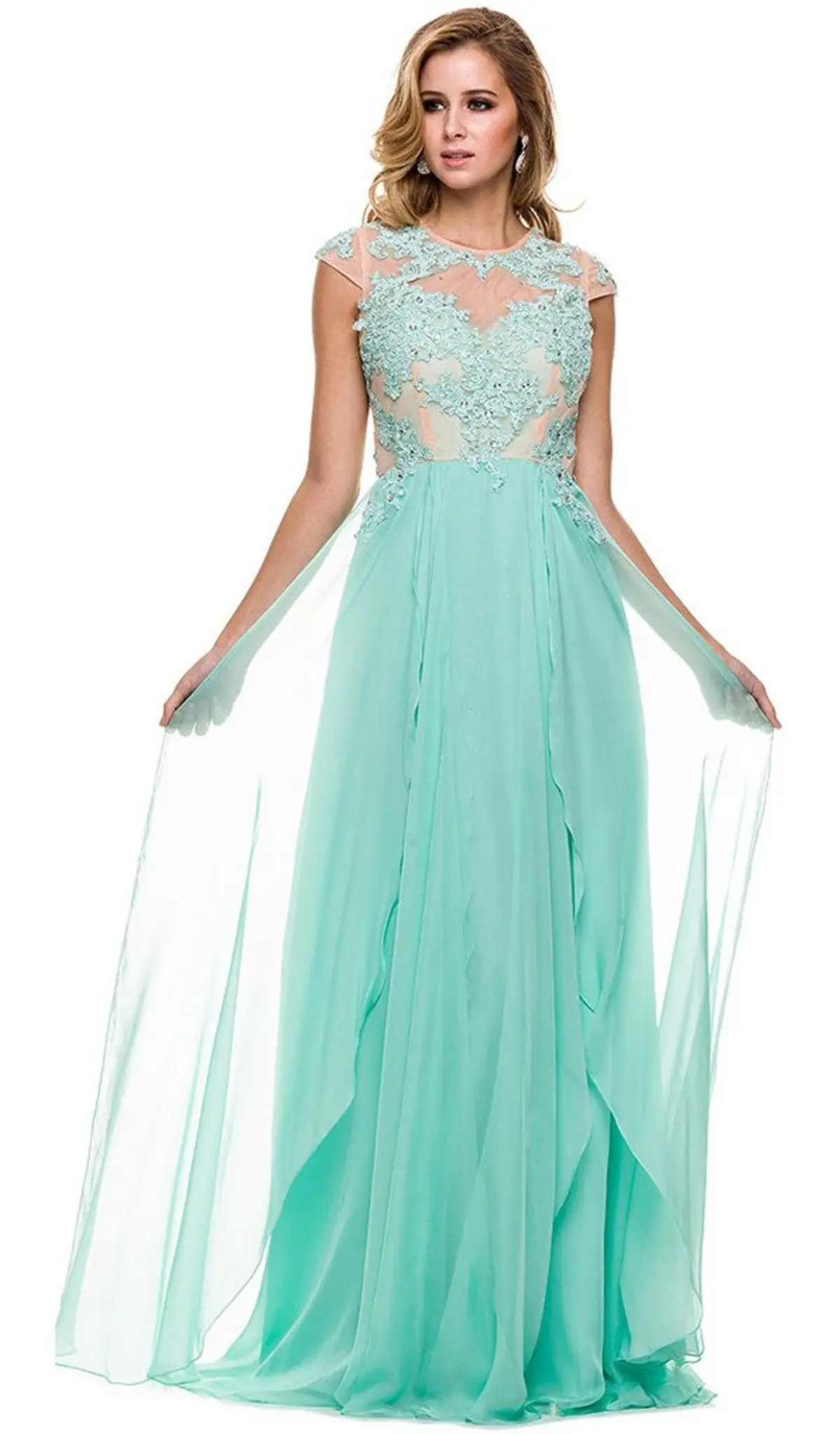 Nox Anabel - 8139 Illusion Jewel Neck A-line Dress 2 Nox Anabel - 8139 Illusion Jewel Neck A-line Dress - Image 2