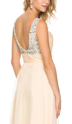 Nox Anabel - 8140 Rhinestone Embellished Ruched Long Dress -Hot Sale WEDDING Store nox anabel 8140 rhinestone embellished ruched long dress special occasion dress 5658923630649