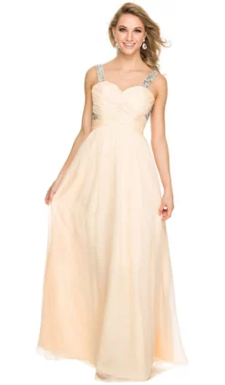 Nox Anabel - 8140 Rhinestone Embellished Ruched Long Dress -Hot Sale WEDDING Store nox anabel 8140 rhinestone embellished ruched long dress special occasion dress xs nude 5658923466809