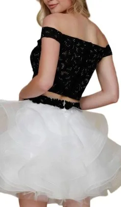 Nox Anabel - A613 Off Shoulder Crop Top Ruffled Skirt Party Dress -Hot Sale WEDDING Store nox anabel a613 off shoulder crop top ruffled skirt party dress special occasion dress 6067080626233