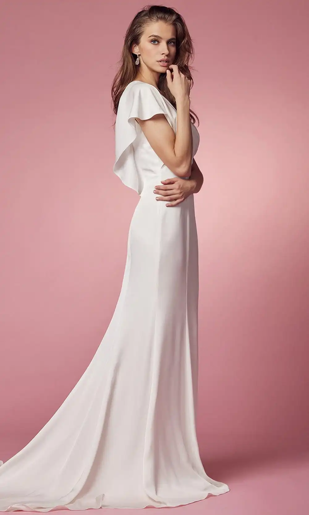 Nox Anabel Bridal JE912 - Flutter Sleeve Bridal Gown 4 Nox Anabel Bridal JE912 - Flutter Sleeve Bridal Gown - Image 4