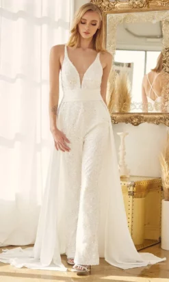 Nox Anabel Bridal JE926 - V-Neck Bridal Jumpsuit -Hot Sale WEDDING Store nox anabel bridal je926 v neck bridal jumpsuit bridal dresses 29791527665747