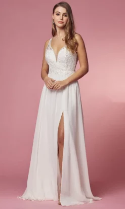Nox Anabel Bridal Y299W - Embellished Long Bridal Gown