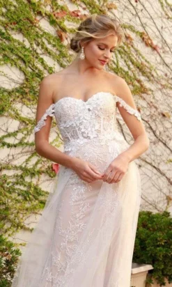 Nox Anabel - E441 Off Shoulder Appliqued High Slit Bridal Gown 9 Nox Anabel - E441 Off Shoulder Appliqued High Slit Bridal Gown -Hot Sale WEDDING Store nox anabel e441 off shoulder appliqued high slit bridal gown wedding dresses 15889188028499