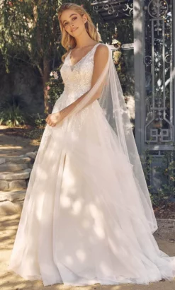 Nox Anabel JE947 - V Neck Bridal Gown With Shoulder Sash -Hot Sale WEDDING Store nox anabel je947 v neck bridal gown with shoulder sash wedding dresses 32148068630611