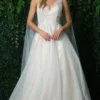 Nox Anabel JE947 - V Neck Bridal Gown With Shoulder Sash