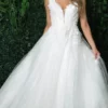 Nox Anabel JR930PW - Sleeveless Plunging V-neck Wedding Gown
