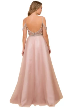 Nox Anabel - L342 Bejeweled Bodice Cold Shoulder Long Gown -Hot Sale WEDDING Store nox anabel l342 bejeweled bodice cold shoulder long gown bridesmaid dresses 28862037950547