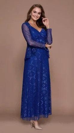 Nox Anabel - Lace V-Neck A-Line Dress 5140 - 1 Pc Royal Blue In Size XL Available