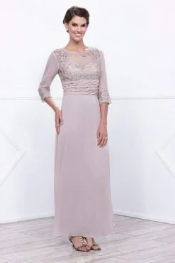 Nox Anabel - Quarter Length Sleeves Empire Long Dress 5101 - 1 Pc Steel In Size L Available -Hot Sale WEDDING Store nox anabel quarter length sleeves empire long dress 5101 1 pc steel in size l available ccsale 2xl sand 28866260959315