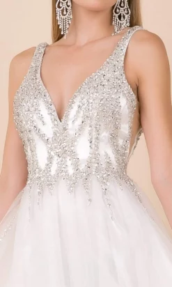 Nox Anabel - R283 Embellished Plunging V-neck A-line Gown -Hot Sale WEDDING Store nox anabel r283 embellished plunging v neck a line gown wedding dresses 28147444645971