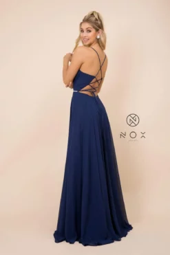 Nox Anabel - R416 Lace-up Open Back Beaded Waist A-Line Prom Dress 16 Nox Anabel - R416 Lace-up Open Back Beaded Waist A-Line Prom Dress -Hot Sale WEDDING Store nox anabel r416 lace up open back beaded waist a line prom dress prom dresses 28201443557459