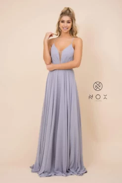Nox Anabel - R416 Lace-up Open Back Beaded Waist A-Line Prom Dress 12 Nox Anabel - R416 Lace-up Open Back Beaded Waist A-Line Prom Dress -Hot Sale WEDDING Store nox anabel r416 lace up open back beaded waist a line prom dress prom dresses 4 gray 28861963239507