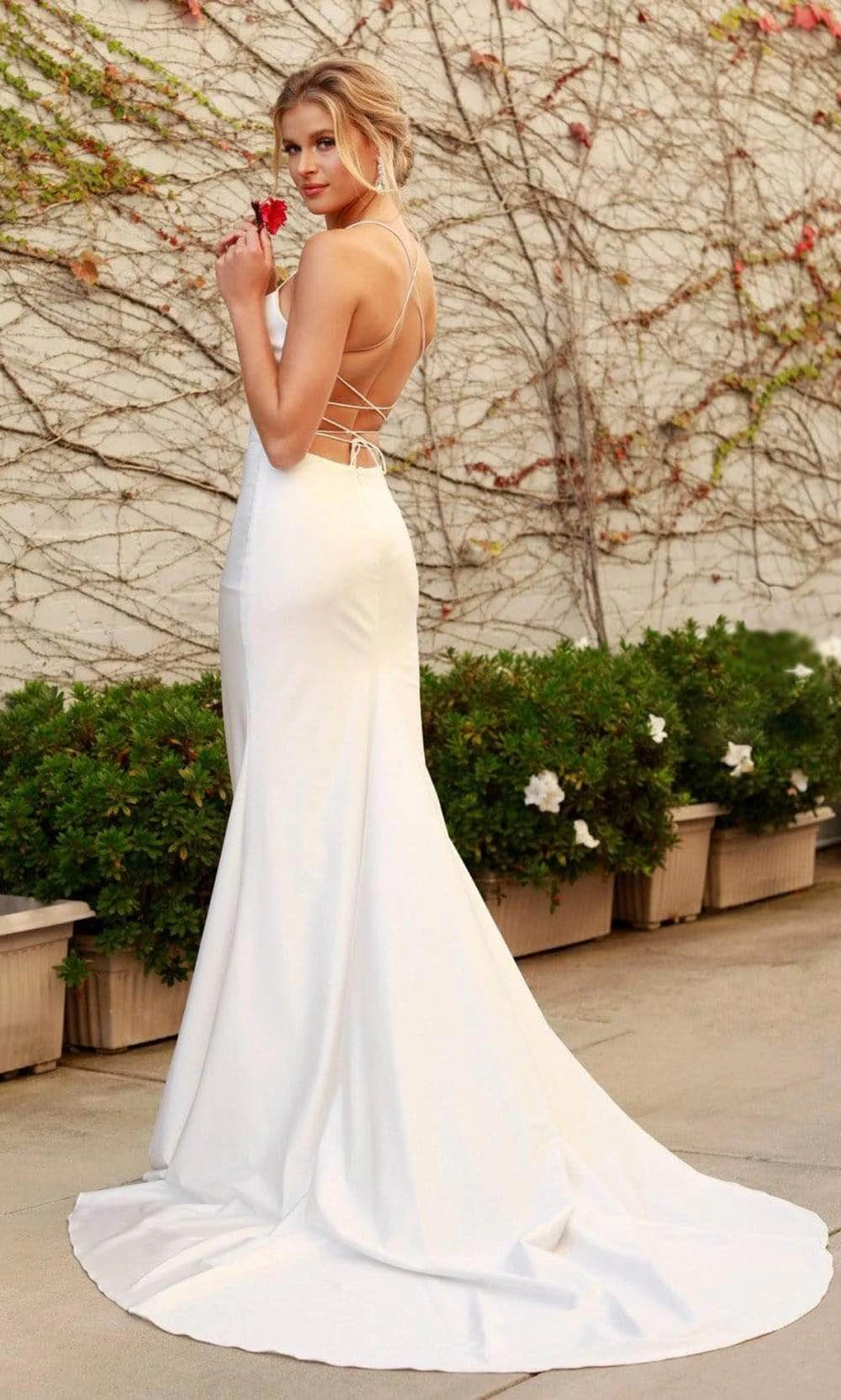 Nox Anabel - R472 Cowl Neck Plain White Dress 2 Nox Anabel - R472 Cowl Neck Plain White Dress - Image 2