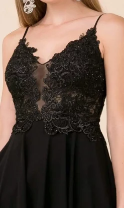 Nox Anabel - Spaghetti Strap Beaded Lace A-line Dress A660 - 1 Pc Black In Size 2XL Available -Hot Sale WEDDING Store nox anabel spaghetti strap beaded lace a line dress a660 1 pc black in size 2xl available ccsale 2xl black 28620577898579