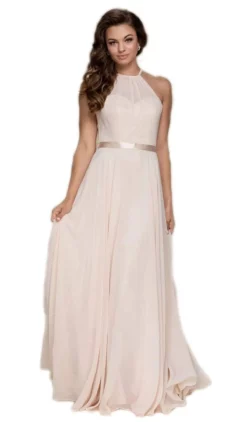 Nox Anabel - Y102 Halter Strap Lace Up Chiffon Evening Gown -Hot Sale WEDDING Store nox anabel y102 halter strap lace up chiffon evening gown evening dresses 28794848772179