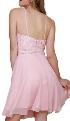 Nox Anabel - Y629 Embellished Illusion Halter Chiffon A-line Dress -Hot Sale WEDDING Store nox anabel y629 embellished illusion halter chiffon a line dress special occasion dress 29015822860371