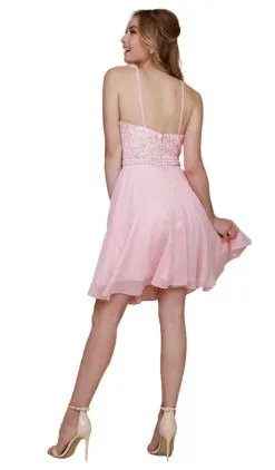 Nox Anabel - Y629 Embellished Illusion Halter Chiffon A-line Dress -Hot Sale WEDDING Store nox anabel y629 embellished illusion halter chiffon a line dress special occasion dress 6078463672377