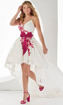 Panoply - 14087 Lace Applique High Low Dress