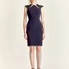 Park 108 - M220 Beaded Foliage-Ornate Cap Sleeve Sheath Dress