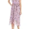 Perceptions P21775 - Floral V-Neck Short Sleeved Ruffled Short Dress