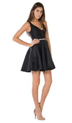 Poly USA - 7894 Sleeveless Deep V-Neck Mikado A-Line Cocktail Dress -Hot Sale WEDDING Store poly usa 7894 sleeveless deep v neck mikado a line cocktail dress bridesmaid dresses 28927699976275