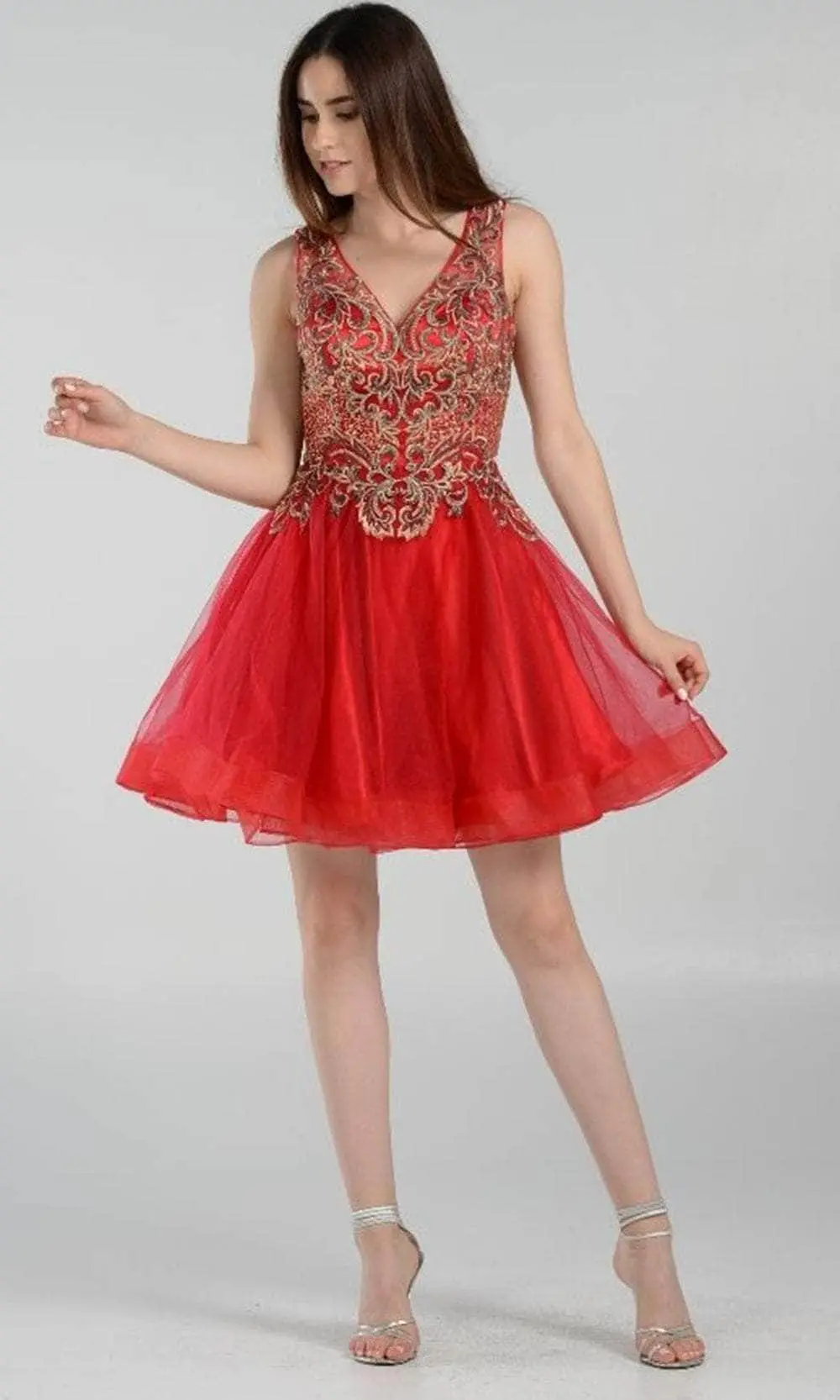 Poly USA 7982 - Sleeveless Embellished Bodice Cocktail Dress 2 Poly USA 7982 - Sleeveless Embellished Bodice Cocktail Dress - Image 2