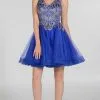 Poly USA 7982 - Sleeveless Embellished Bodice Cocktail Dress