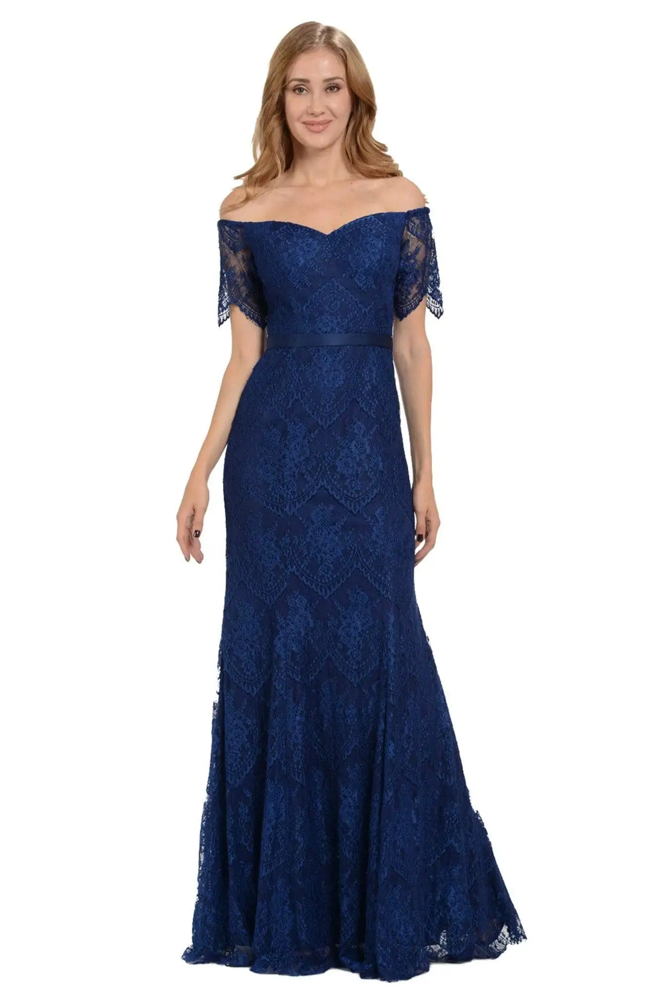 Poly USA - 8030 Half Sleeve Off Shoulder Lace Trumpet Dress 5 Poly USA - 8030 Half Sleeve Off Shoulder Lace Trumpet Dress - Image 5
